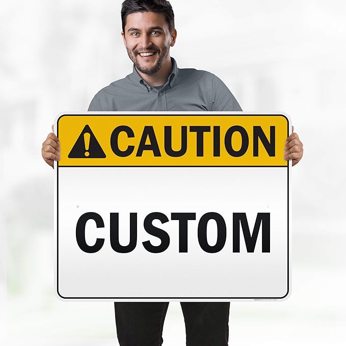 Custom Caution Sign, Ansi Sign, Osha Compliant, 24x30 Inches, 3M EGP Reflective, Rust Free .080 Aluminum, Fade Resistant, Made in USA by My Sign Center