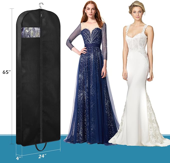 KIMBORA 65" Dress Garment Bags for Hanging Clothes Travel, Gusseted Garment - Image 3