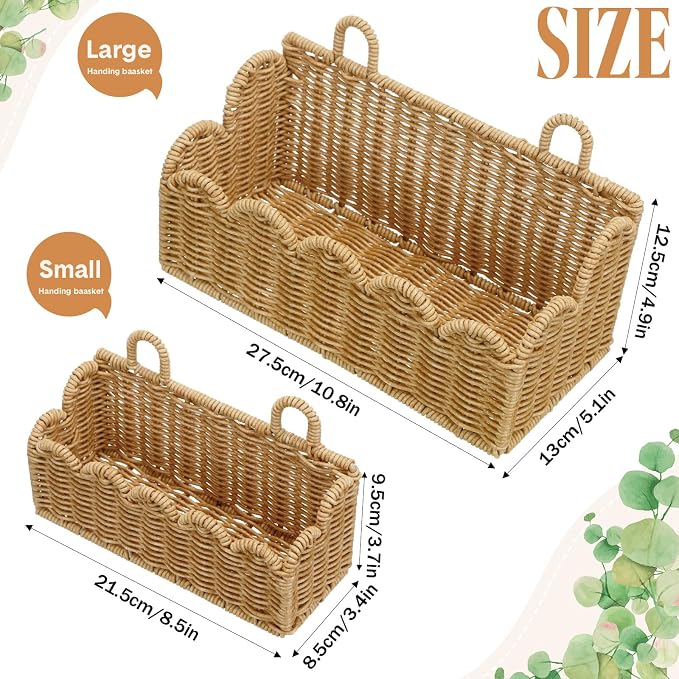 Tioncy 2 Pcs Scalloped Woven Hanging Wall Baskets - Image 3