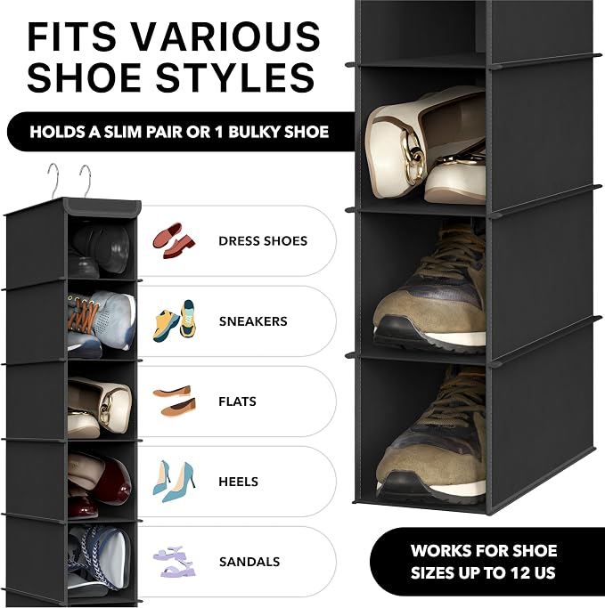 Simple Houseware 10 Shelves Closet Hanging Shoe Organizer, Holds Up to 20 lbs - Image 3