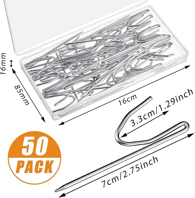 Jetec 50 Pieces Large Metal Drapery Pins Curtain Hooks Bulk, 2.8 x 0.7 Inch | - Image 2