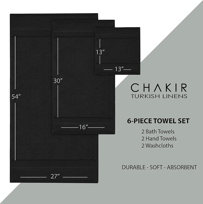 Chakir Turkish Linens 100% Cotton 6-Piece Towel Set, Oeko-Tex Certified: 2 Bath - Image 6