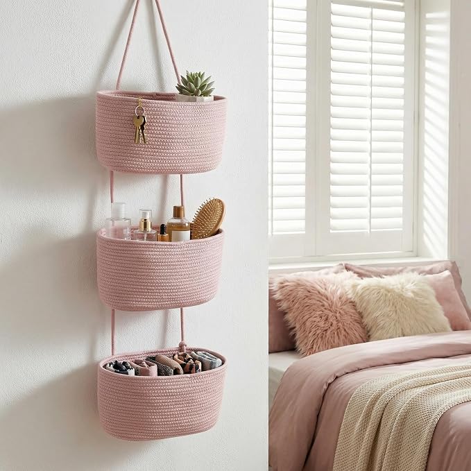 Hanging Basket, Over Door Organizer, 3 -Tier Wall Basket - Image 5