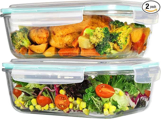 Vtopmart 2Pack 2260ml/76.4oz Extra Large Glass Storage Containers, Dishwasher by Vtopmart