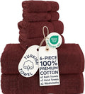 Chakir Turkish Linens 100% Cotton 6-Piece Towel Set, Cranberry | Premium Cotton by ChakirTurkishLinens