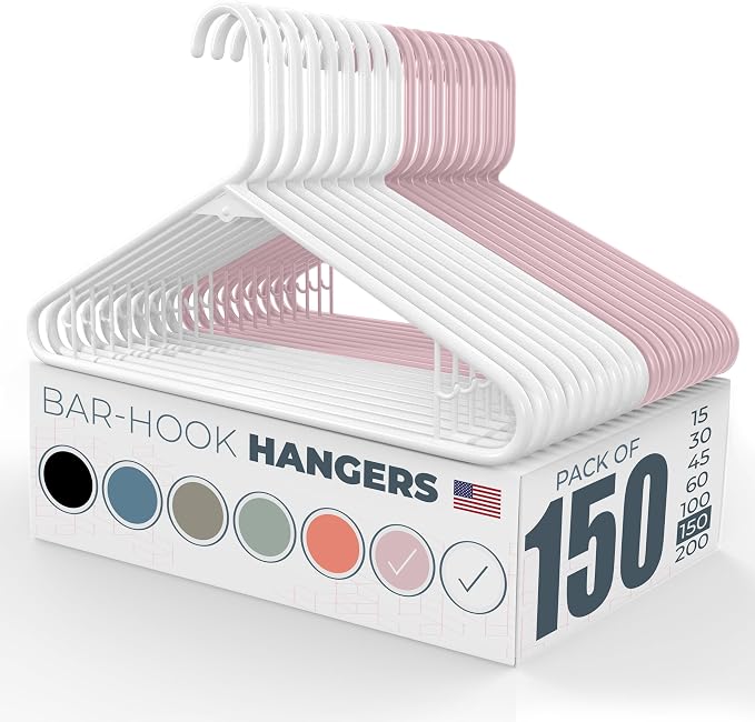 Plastic Hangers 100+ Pack – Made in The USA – 6lb Capacity Standard Clothes by NeatiesHangers