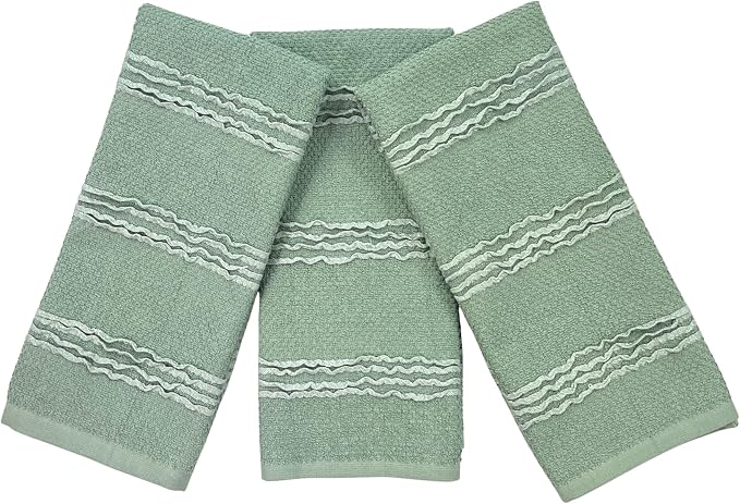 Sage Green Kitchen Hand Dish Towels, 100% Cotton by SerafinaHome