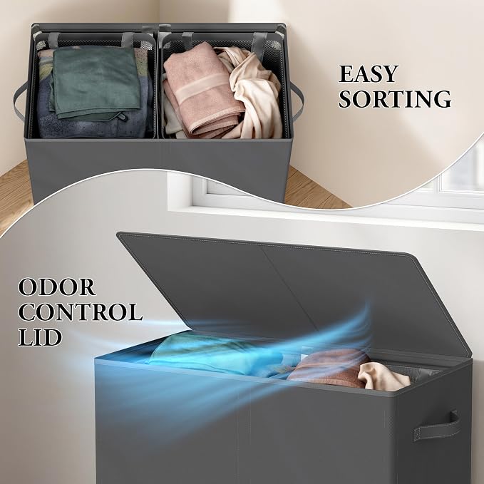 Simple Houseware Double Laundry Hamper - Image 6