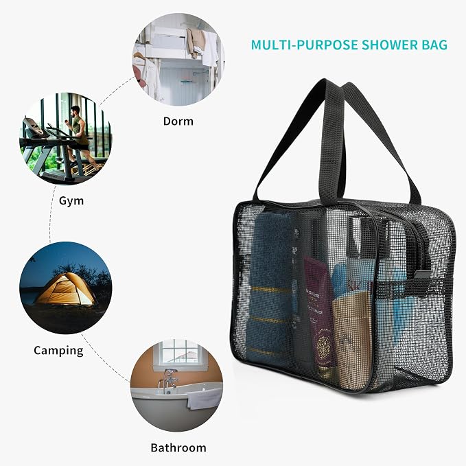 REDSINDA Mesh Shower Caddy Bag for Bathroom Gym Camping Portable Travel Mesh - Image 3