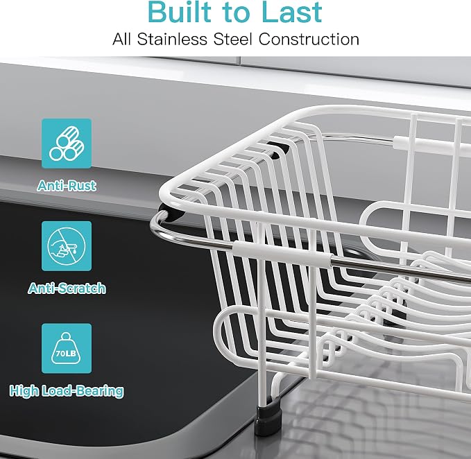 JASIWAY White Dish Drying Rack in Sink - Image 7