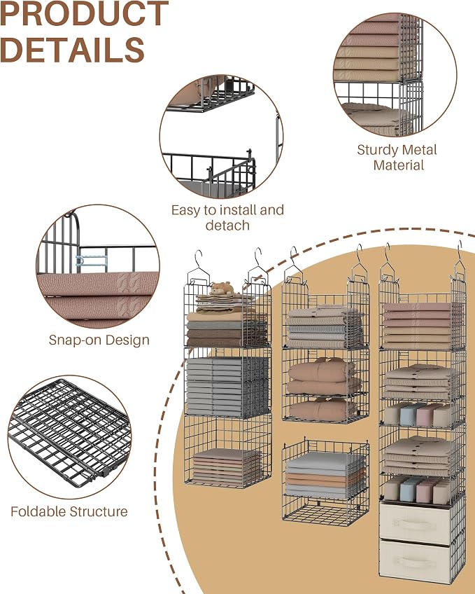 4 Tier Metal Hanging Closet Organizer - Image 6
