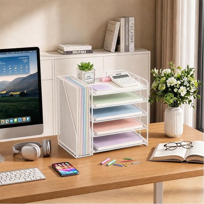OPNICE Desk Organizer, 5-Tier Paper Organizer Letter Tray, Office Desk - Image 7