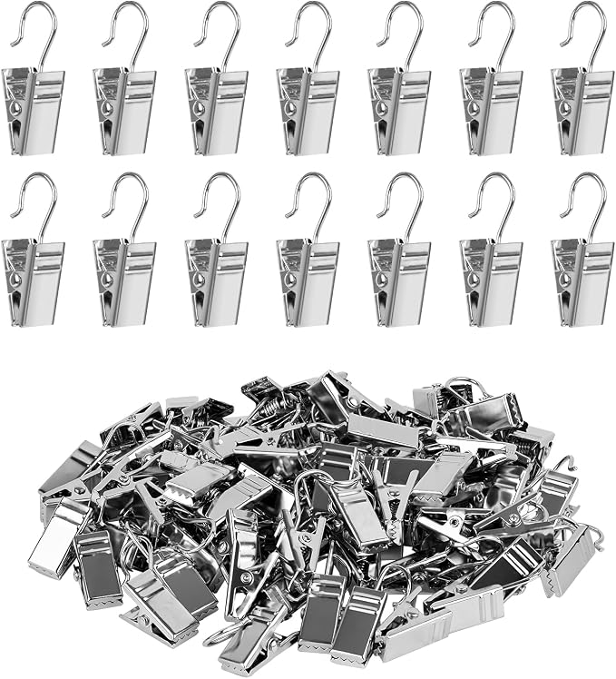 Curtain Clips Hooks, 100 Pack Stainless Iron Drapery Hooks Clips by Unknown