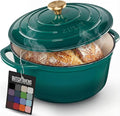 Zulay Kitchen 6 Quart Enameled Cast Iron Dutch Oven Pot with Lid – Premium Durability & Oven Safe up to 500°F – Heavy Duty Cookware Perfect for Bread Baking, Stews, Braising & Roasting – Emerald