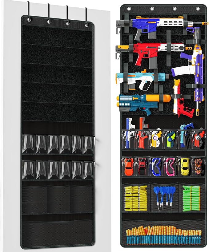 Over The Door Organizer for Toy Gun, Hanging Toys Storage Organizer by Wawocs
