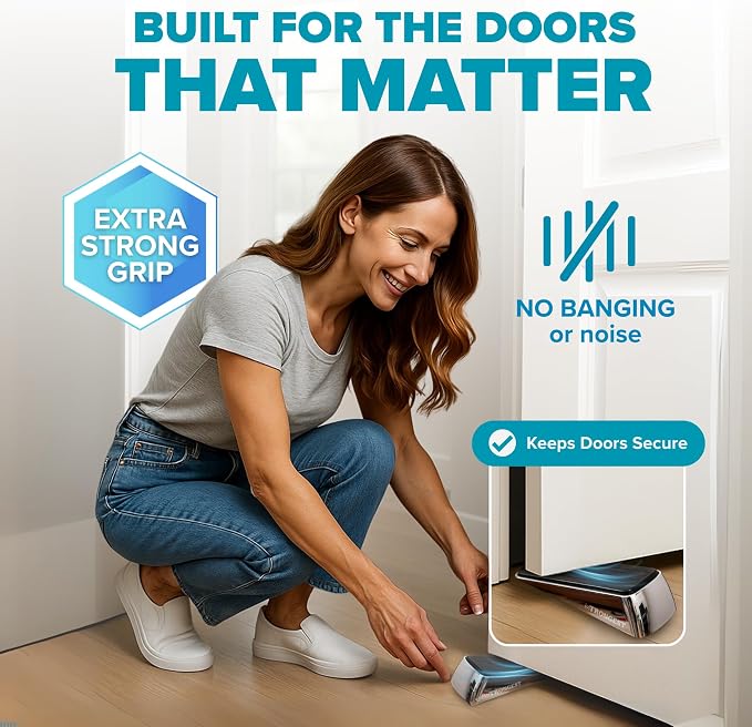 Heavy Duty Door Stopper Wedge | Non-Slip Rubber and Metal Door Stop - Image 2