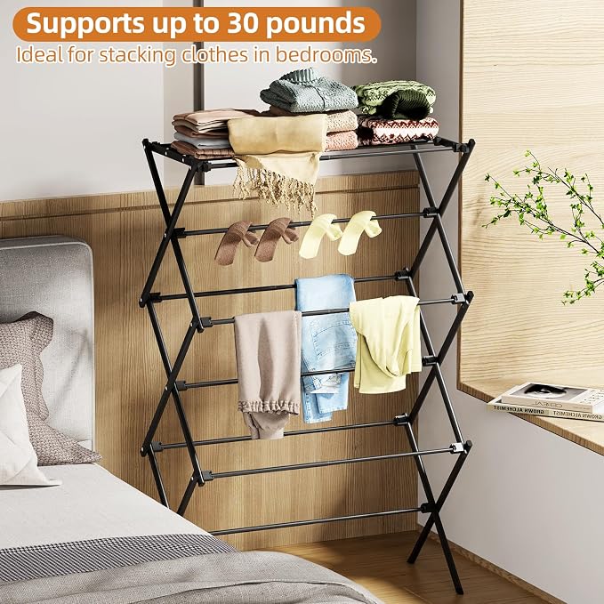 Drying Rack Clothing, 3-Tier Clothes Drying Rack Foldable, Antirust Laundry - Image 6