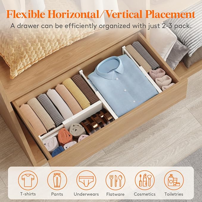 Lifewit 4" High Upgrade Drawer Divider, Adjustable Drawer Organizer Clothes | 5 - Image 5