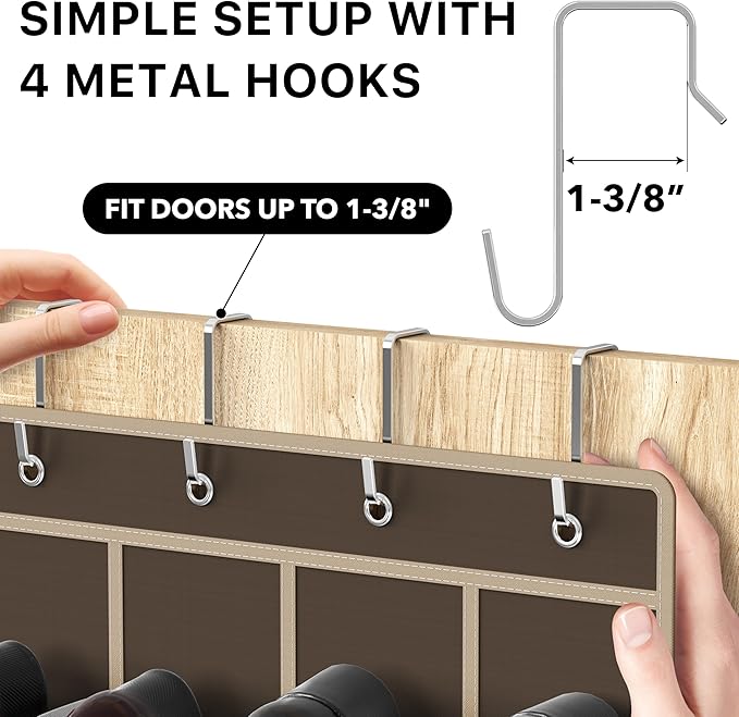 Simple Houseware 24 Pockets Clear Over the Door Shoe Organizer, 4 Durable Metal - Image 4