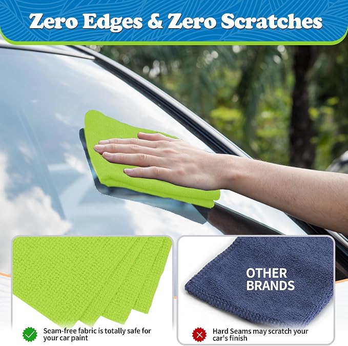 FIXSMITH Microfiber Cleaning Cloth, Shop Towels Bulk, 24 Pack Green Microfiber - Image 4