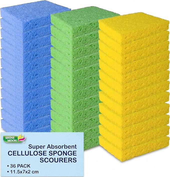 36 Pk Pop-Up Compressed Cellulose Kitchen Sponges | Non Scratch, Dish by SHINEMOON