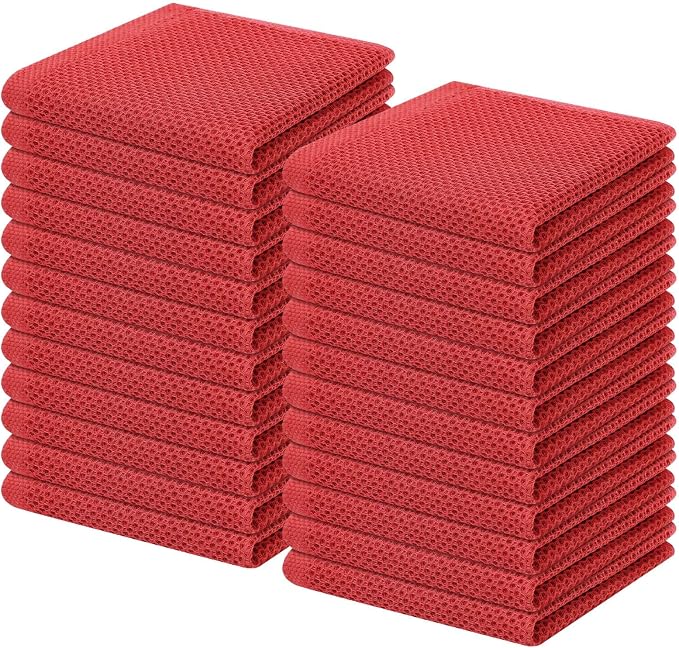 Homaxy 100% Cotton Waffle Weave Kitchen Dish Cloths 24-Pack, Brick Red | 12 x by Homaxy