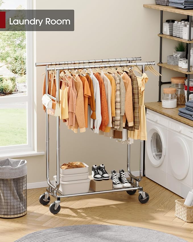 Sakugi Heavy Duty Stainless Steel Rolling Clothes Rack - Image 9