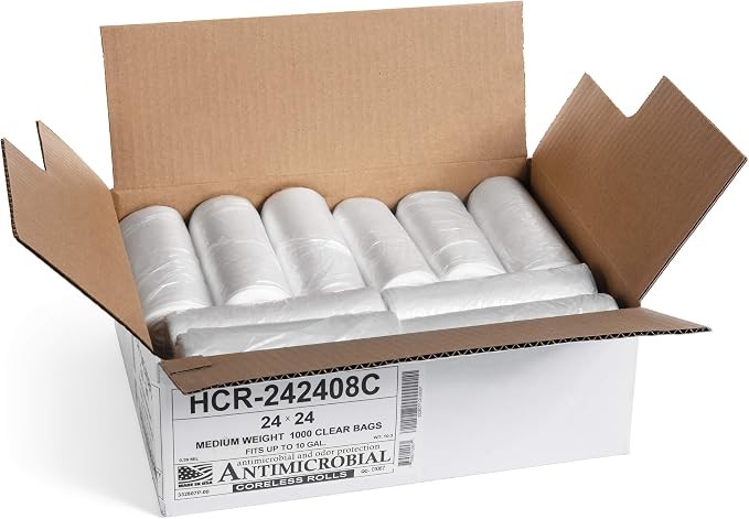 Aluf Plastics 10 Gal Clear Trash Bags, 8 Micron - Image 2