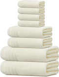 8 Piece Towel Set, 2 XL Bath, 2 Hand, 4 Washcloth, Cream | 100% Cotton by TensTowels