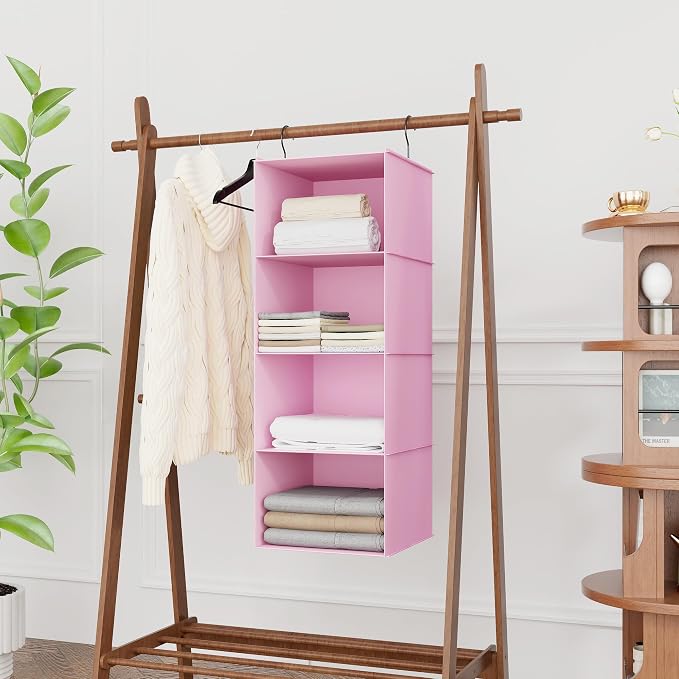 Hanging Closet Organizer 4-Shelf, Oxford Fabric Wardrobe Storage, shoes & - Image 2