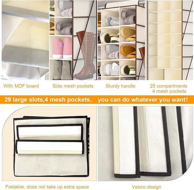 Hanging Shoe Organizer for Closet-Collapsible Storage Rack - Image 6