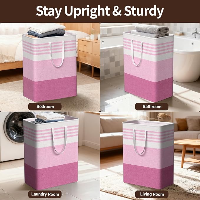 WOWBOX 2 Pack Laundry Baskets, Collapsible Dirty Clothes Laundry Hampers - Image 6