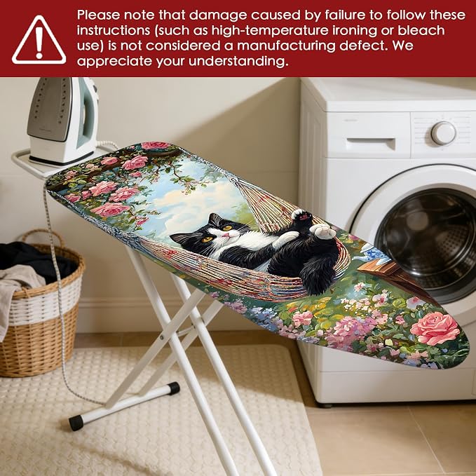 Nuxovilar Hammock Cat Cotton Ironing Board Cover 15x54 Fabric - Image 7