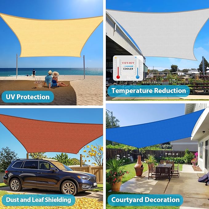 Amagenix Sun Shade Sail 4'X10' Curved Edge Outdoor Shade Canopy Black Breathable 95% UV Block Shade Cloth for Patio Garden Backyard (We Make Custom Size)