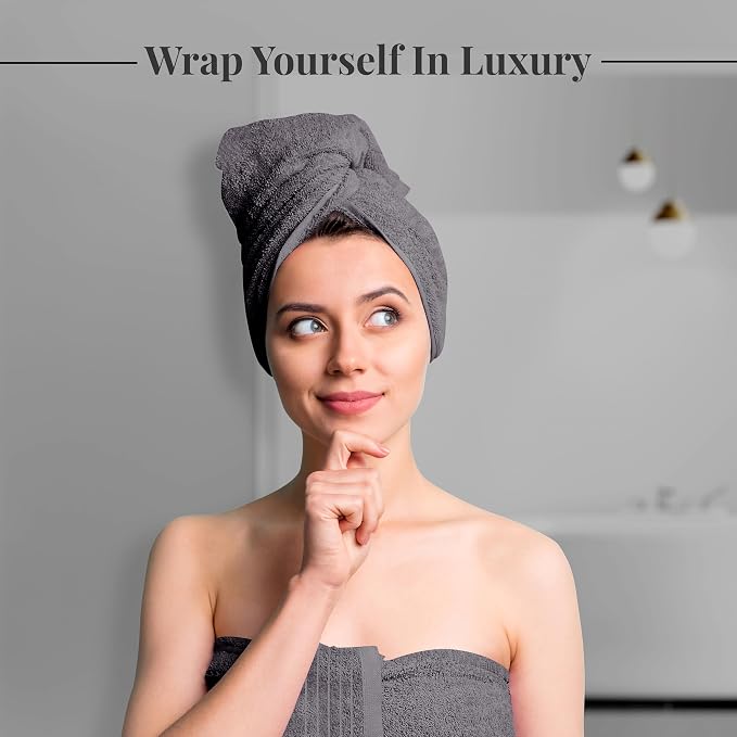 8 Piece Towel Set, 2 XL Bath, 2 Hand, 4 Washcloth, Dark Grey | 100% Cotton - Image 3