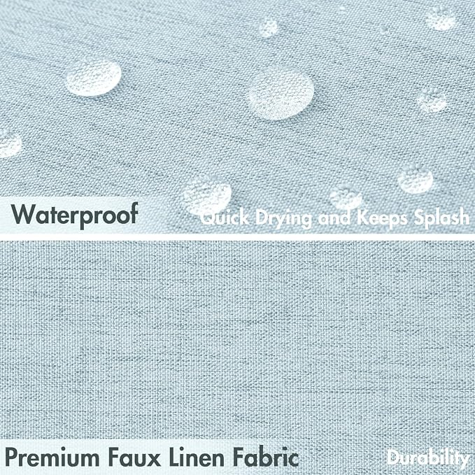 MIULEE 72"x84" Extra Long Scalloped Linen Shower Curtain Fog Blue - Image 3