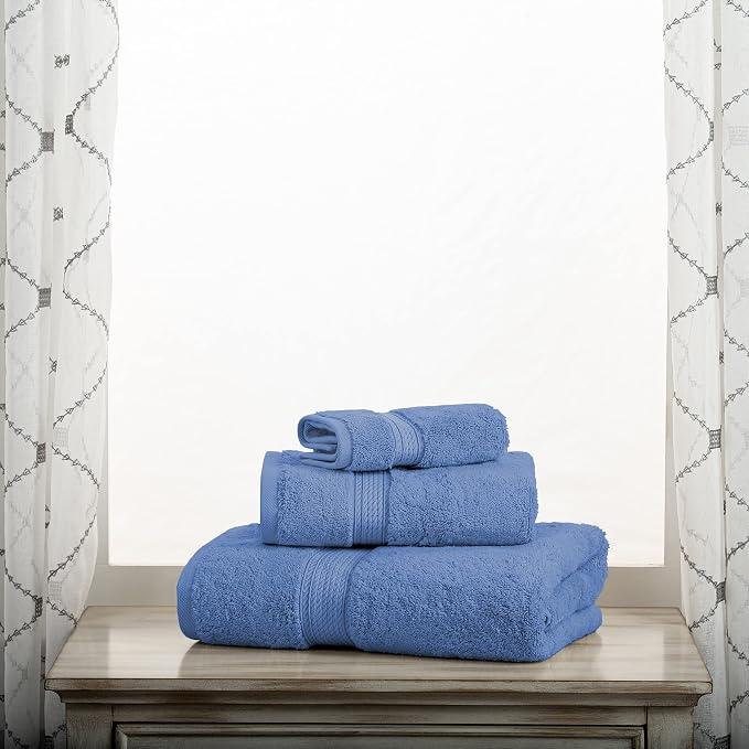 SUPERIOR Egyptian Cotton Ultra Plush & Absorbent, 3 Piece Set, Denim Blue | - Image 3