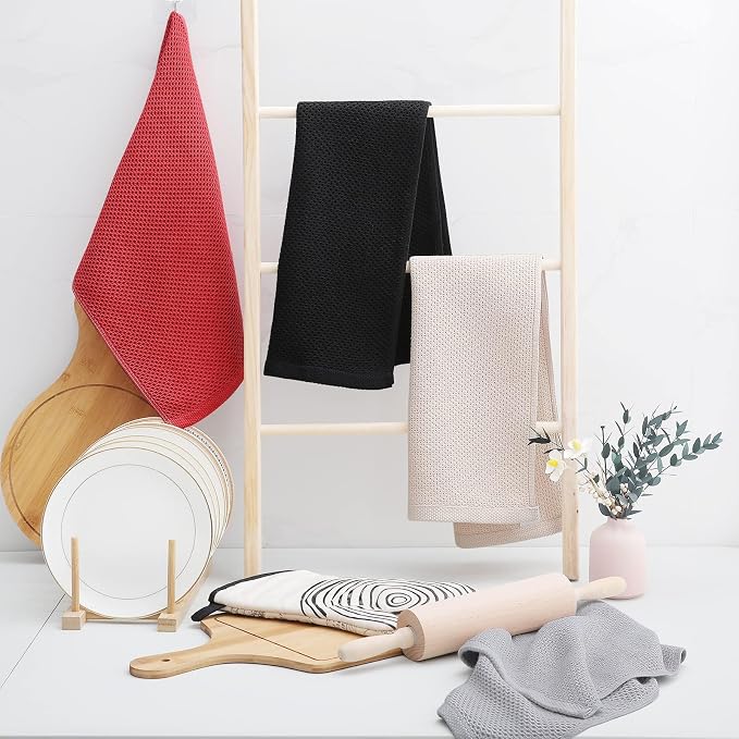 Homaxy 100% Cotton Waffle Weave Kitchen Dish Towels 6-Pack, Brick Red | 13 x 28 - Image 6