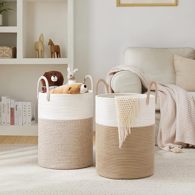 YOUDENOVA Cotton Rope Laundry Hamper Basket, 72L Blanket Basket - Image 6