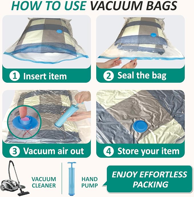 Cozy Essential Vacuum Storage Bags, 80% Compression Vacuum Seal Space Saver - Image 6