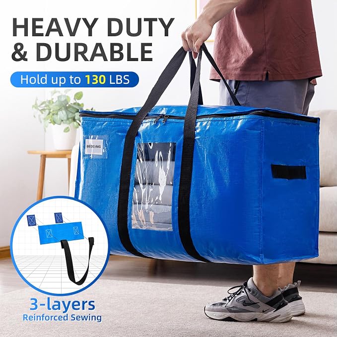 TAILI 2 Pack Blue Extra Large Moving Bags, Storage Bags - Image 6