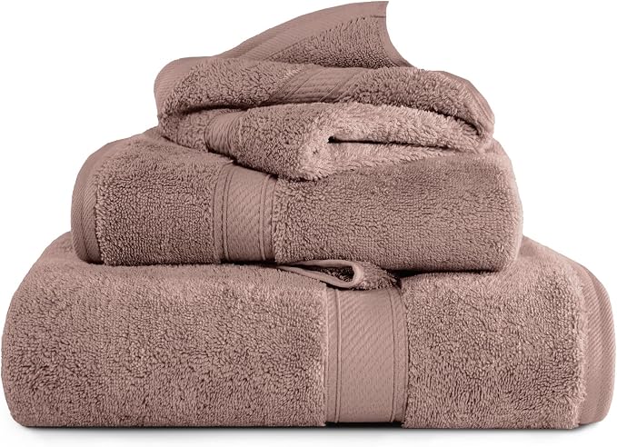 Superior Egyptian Cotton Ultra Plush & Absorbent, 3 Piece Set, Muted Mauve | by SUPERIOR