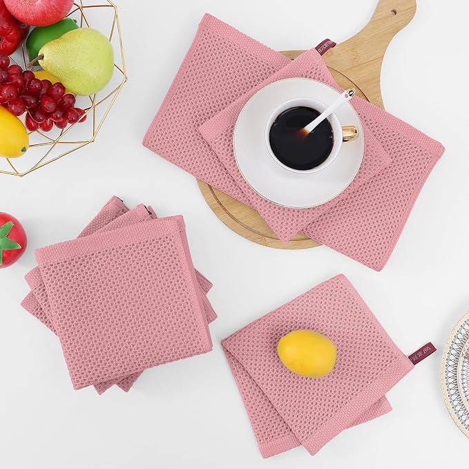 Homaxy 100% Cotton Waffle Weave Kitchen Dish Cloths 12-Pack, Dried Rose | 12 x - Image 7