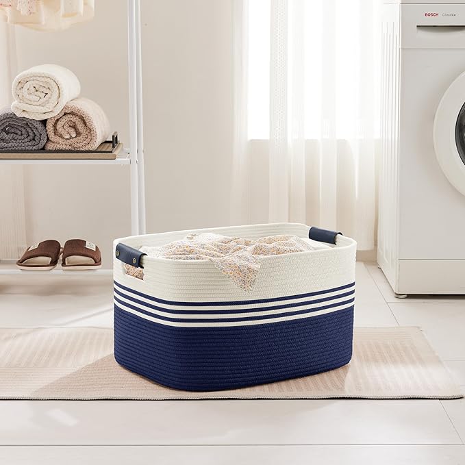 60L Woven Laundry Basket Hamper - Image 3