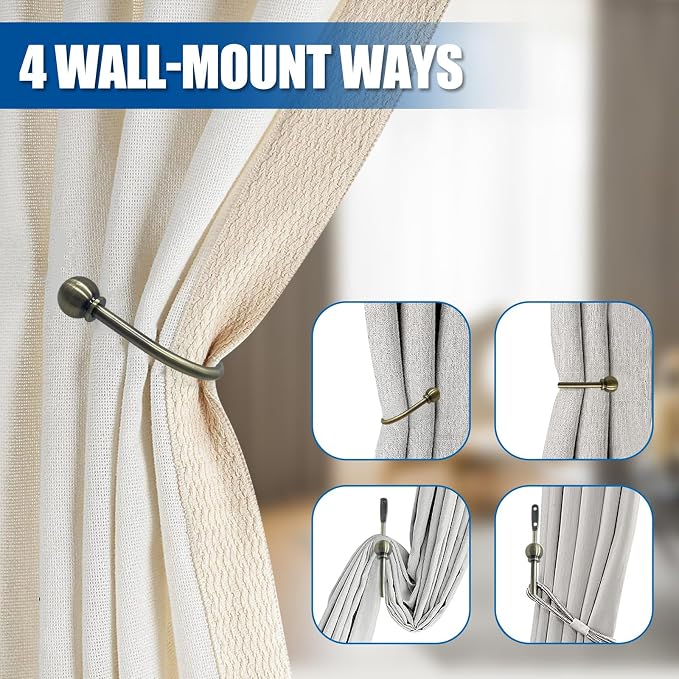 ARNORX Curtain Holdbacks, Decorative French Ball End, Curtain Drapery Holdbacks - Image 4