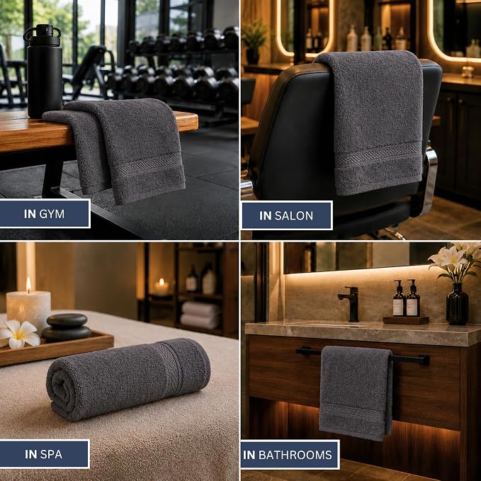 Bulk 72-Pack Premium Commercial Hand Towels, 600 GSM, Designed - Image 4