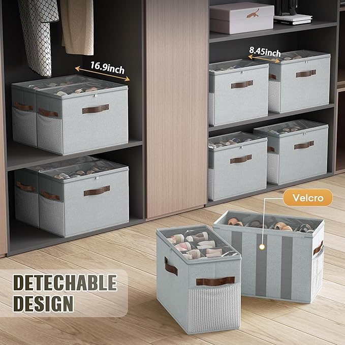 2 Pack Shoe Organizer for Closet, Foldable Shoe Storage - Image 5