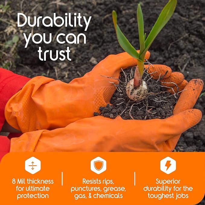 Inspire Heavy Duty Orange Nitrile Gloves | ULTRA 8 Mil Diamond Textured Grip | - Image 8