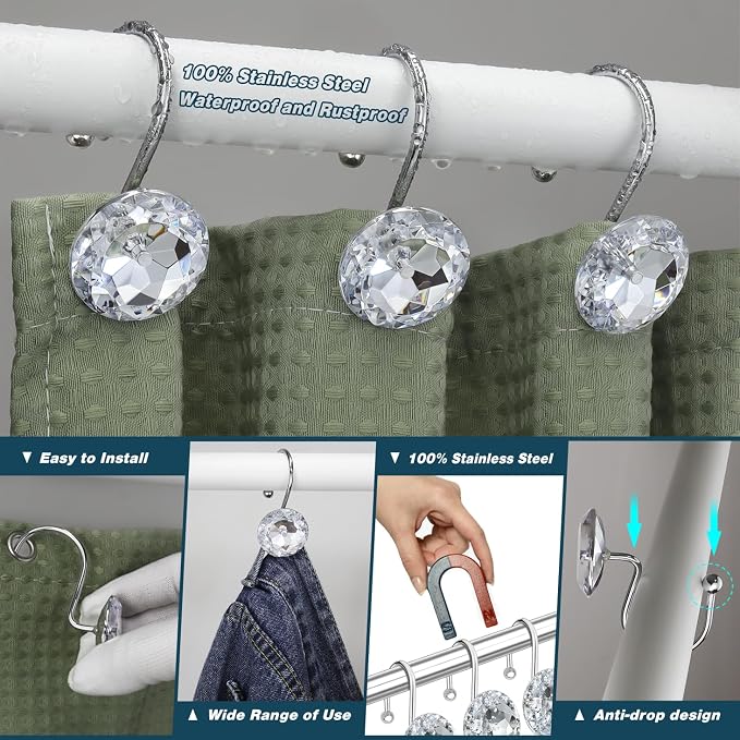 12PCS Shower Curtain Hooks Rings - Image 4