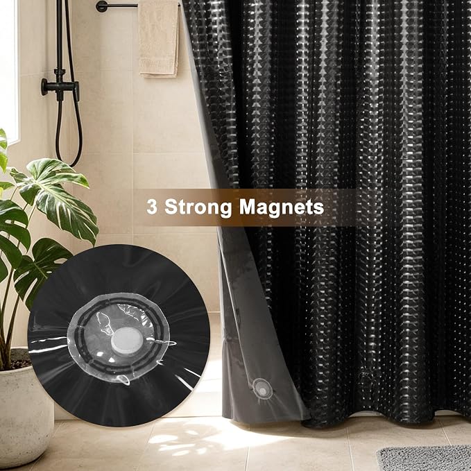 Barossa Design Black Shower Curtain Liner 72" x 72" - Image 4